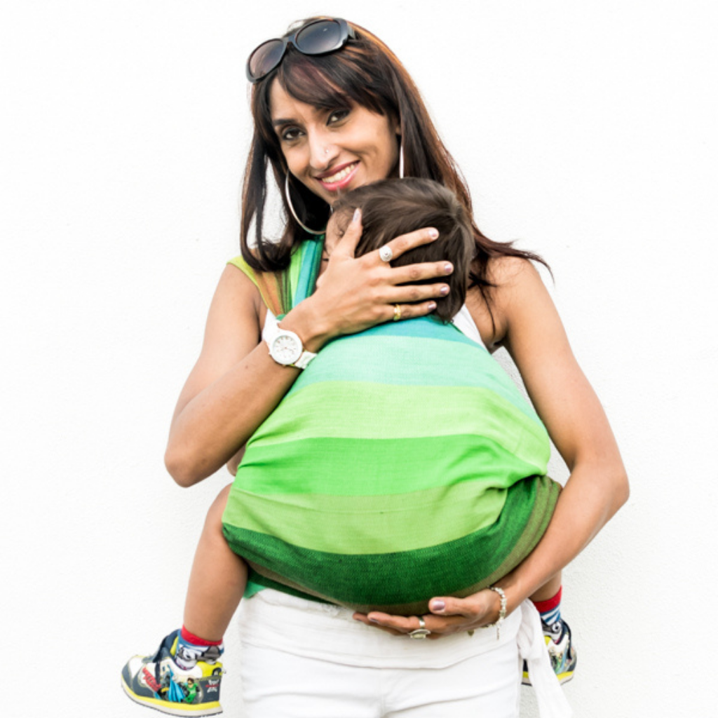 Reyansh Green Weft Handwoven Baby Wrap - Anmol Baby Carriers