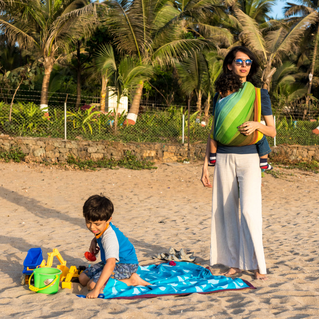 Reyansh Green Weft Handwoven Baby Wrap - Anmol Baby Carriers