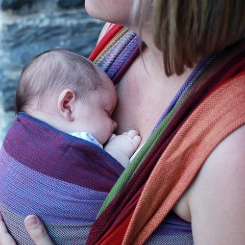 Image of Reyansh Red Weft Handwoven Baby Wrap - Anmol Baby Carriers