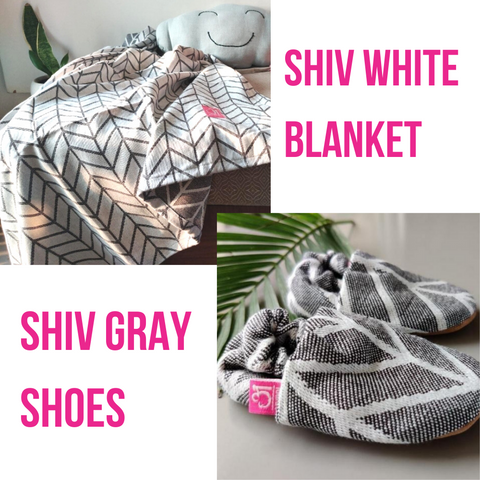 Shiv White Blanket & Shiv Gray Shoe - Anmol Baby Carriers