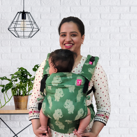 Image of Hasti Green Flexy+Lumbar Support+Droolers - Anmol Baby Carriers