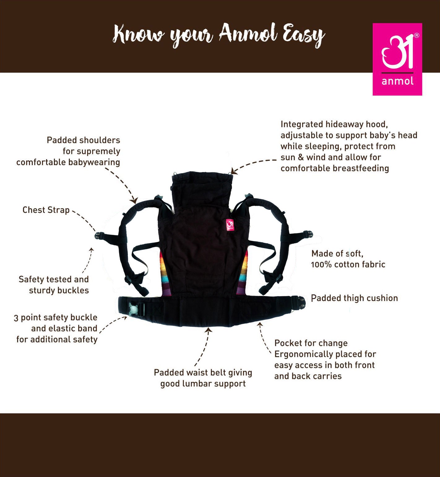 Anmol Easy Khaki - Anmol Baby Carriers