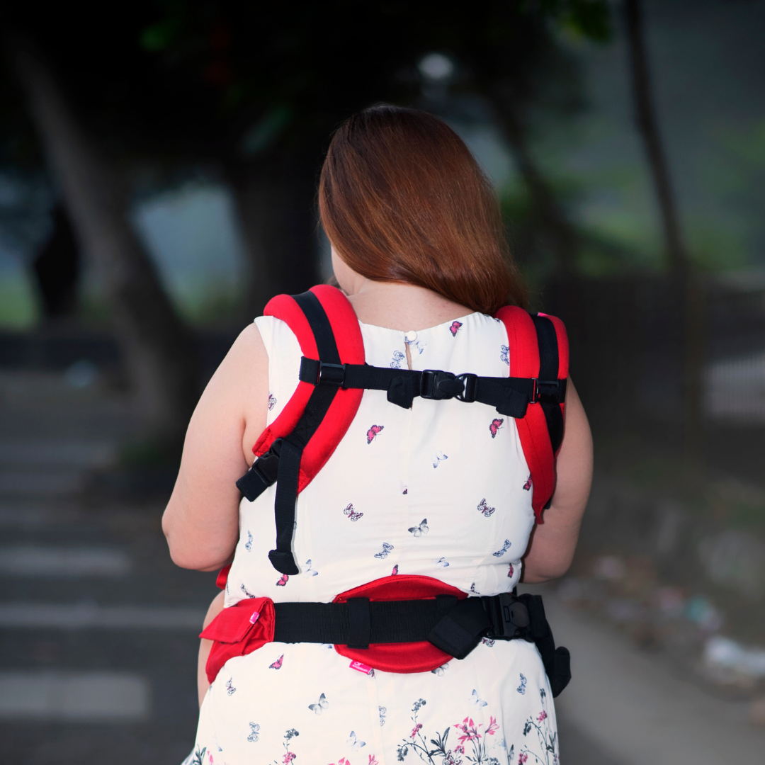 Deep Red Flexy+Lumbar Support+Droolers - Anmol Baby Carriers